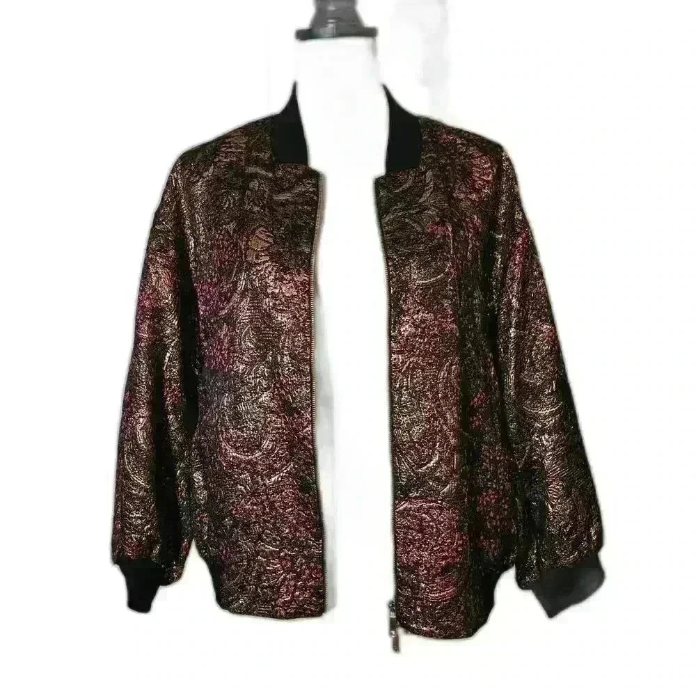 Lafayette 148 Metallic Floral Bomber Jacket